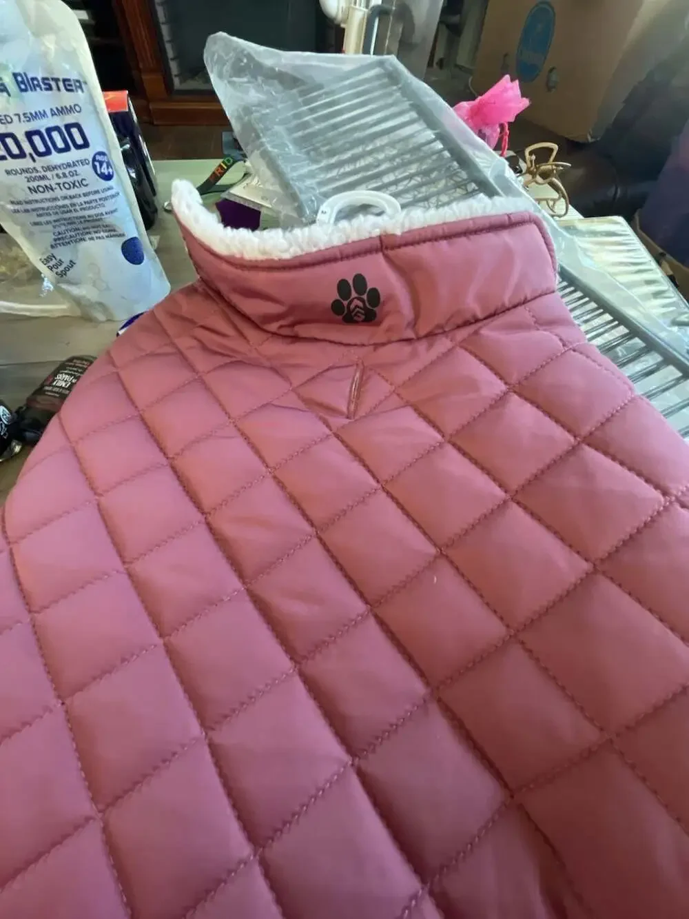 Free Country Quilted Coat Pink Clay Sherpa Lined Dog Jacket Size L/L